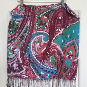 VINTAGE Square Scarf Jade Green Turquoise Blue Orchid Burgundy Lightweight